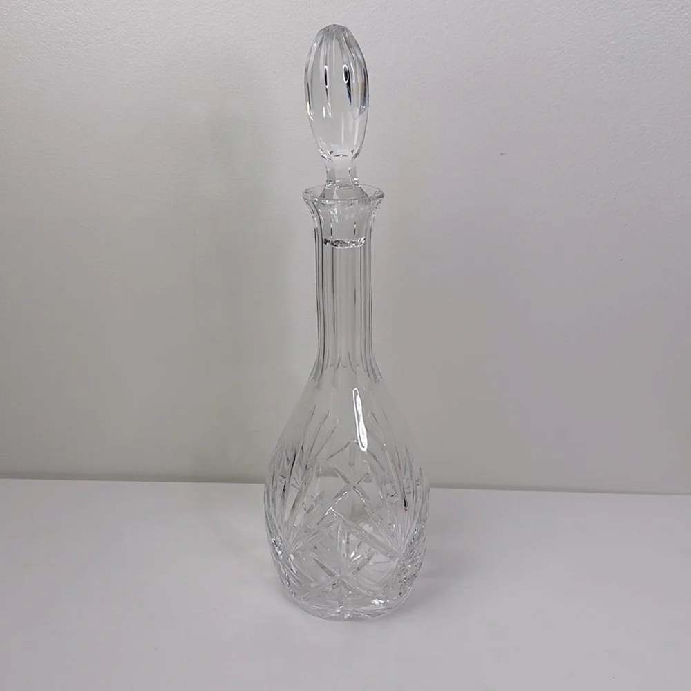 Clear Cut Glass Decanter with Stopper 15 inchesTall
